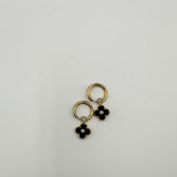 Mini Clover Drop Hoop Earrings in Gold