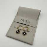 Mini Clover Drop Hoop Earrings in Gold
