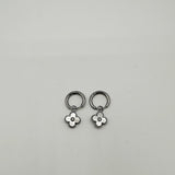 Mini Clover Drop Hoop Earrings in Silver - svnx
