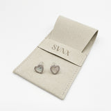 Diamante & Seashell Heart Earrings In Silver