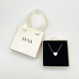 Diamante & Seashell Heart Necklace in Silver - Gift Boxed