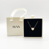 Diamante & Seashell Heart Necklace in Gold - Gift Boxed