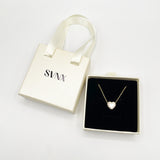 Diamante & Seashell Heart Necklace in Gold - Gift Boxed
