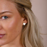 Diamante & Seashell Heart Earrings In Silver