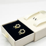 Pearl & Diamante Bow Wreath Stud Earrings - Gift Boxed