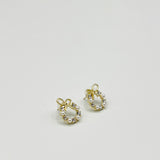 Pearl & Diamante Bow Wreath Stud Earrings - Gift Boxed