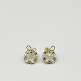 Pearl & Diamante Bow Wreath Stud Earrings - Gift Boxed