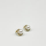 Pearl Diamante Stud Earrings - Gift Boxed