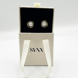 Pearl Diamante Stud Earrings - Gift Boxed - svnx