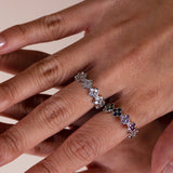 Diamante Clover Ring in Multi Silver