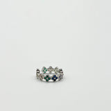 Diamante Clover Ring in Multi Silver