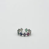 Diamante Clover Ring in Multi Silver