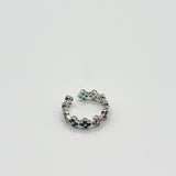 Diamante Clover Ring in Multi Silver