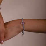 Pink Clover Diamante Bracelet - Gift Boxed