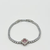 Pink Clover Diamante Bracelet - Gift Boxed