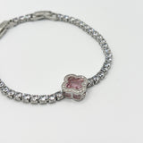 Pink Clover Diamante Bracelet - Gift Boxed