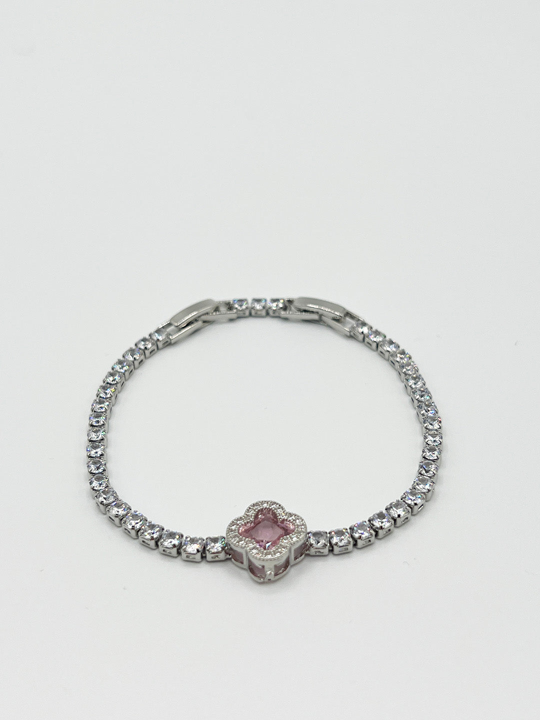 Pink Clover Diamante Bracelet - Gift Boxed - svnx