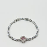 Pink Clover Diamante Bracelet - Gift Boxed - svnx