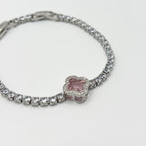 Pink Clover Diamante Bracelet - Gift Boxed - svnx