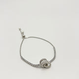 Double Ring Diamante Bracelet In Silver - Gift Boxed