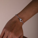 Double Ring Diamante Bracelet In Silver - Gift Boxed