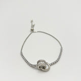 Double Ring Diamante Bracelet In Silver - Gift Boxed
