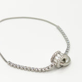 Double Ring Diamante Bracelet In Silver - Gift Boxed - svnx