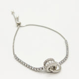 Double Ring Diamante Bracelet In Silver - Gift Boxed - svnx