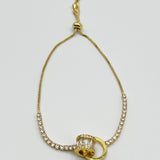 Double Ring Diamante Bracelet In Gold - Gift Boxed