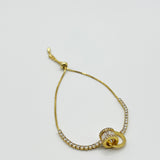 Double Ring Diamante Bracelet In Gold - Gift Boxed