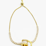 Double Ring Diamante Bracelet In Gold - Gift Boxed - svnx
