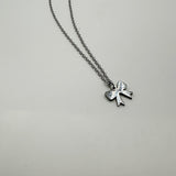 Mini Bow Pendant Necklace in Silver