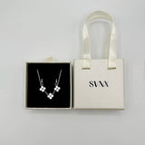 Mini Clover Necklace & Hoop Earrings in Silver with Gift Box