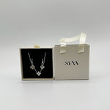 Mini Clover Necklace & Hoop Earrings in Silver with Gift Box
