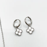 Mini Clover Necklace & Hoop Earrings in Silver with Gift Box