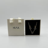 Mini Clover Necklace & Hoop Earrings in Gold with Gift Box