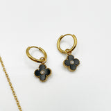 Mini Clover Necklace & Hoop Earrings in Gold with Gift Box - svnx
