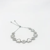 Heart Diamante Bracelet in Silver with Gift Box