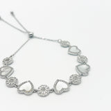 Heart Diamante Bracelet in Silver with Gift Box