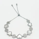 Heart Diamante Bracelet in Silver with Gift Box