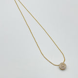 Diamante Halo Necklace & Earrings Set in Gold with Gift Box