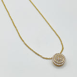 Diamante Halo Necklace & Earrings Set in Gold with Gift Box