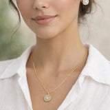 Diamante Halo Necklace & Earrings Set in Gold with Gift Box