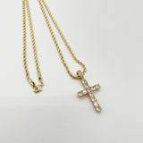 Diamante Cross Pendant Necklace in Gold