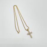 Diamante Cross Pendant Necklace in Gold