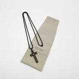 Hollow Cross Pendant Necklace in Black
