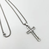 Hollow Cross Pendant Necklace in Silver
