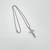 Hollow Cross Pendant Necklace in Silver