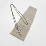 Hollow Cross Pendant Necklace in Silver