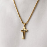 Hollow Cross Pendant Necklace in Gold